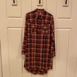 Free People Flannel Shirt Dress